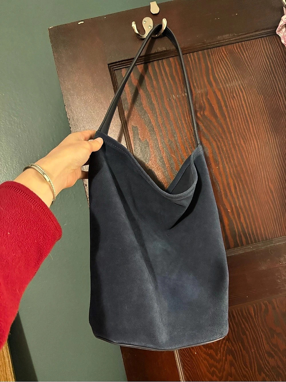 J.Crew Suede Shoulder Bag in Navy NWT - Picture 2 of 5